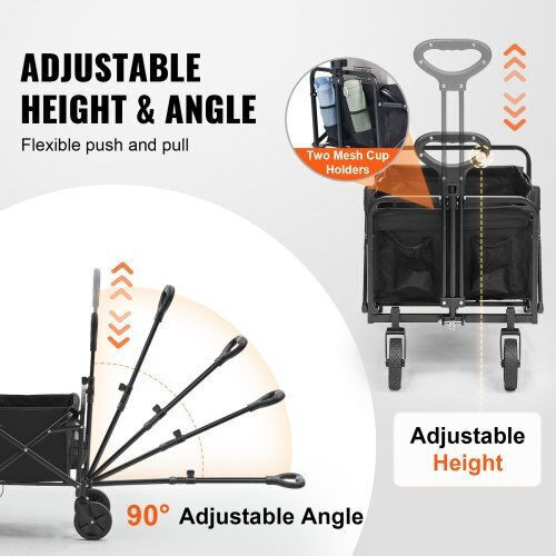 Foldable Garden Cart Four-wheel with Maximum Load Weight 99kg