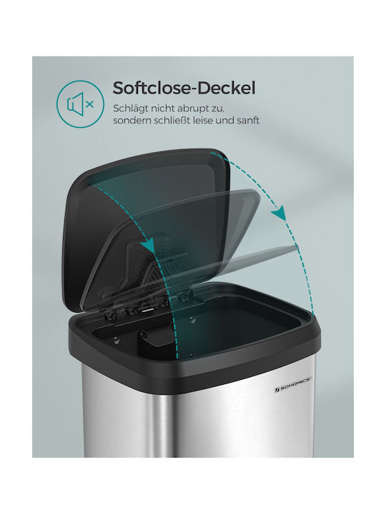 Songmics Waste Bin Waste Metallic with Pedal Silver 50lt 1pcs