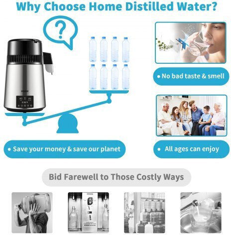 Vevor Water Distiller 1L/hour 4L 750W Silver Dsdw1lh4l220vzc7rv2