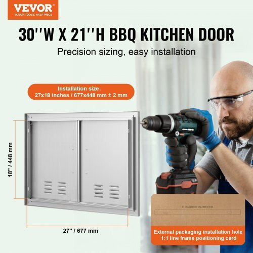 Πόρτα Bbq Vevor 762x533mm Ανοξείδωτη Διπλή Χερούλια & Αεραγωγούς Smmbscjmys30npmwov0