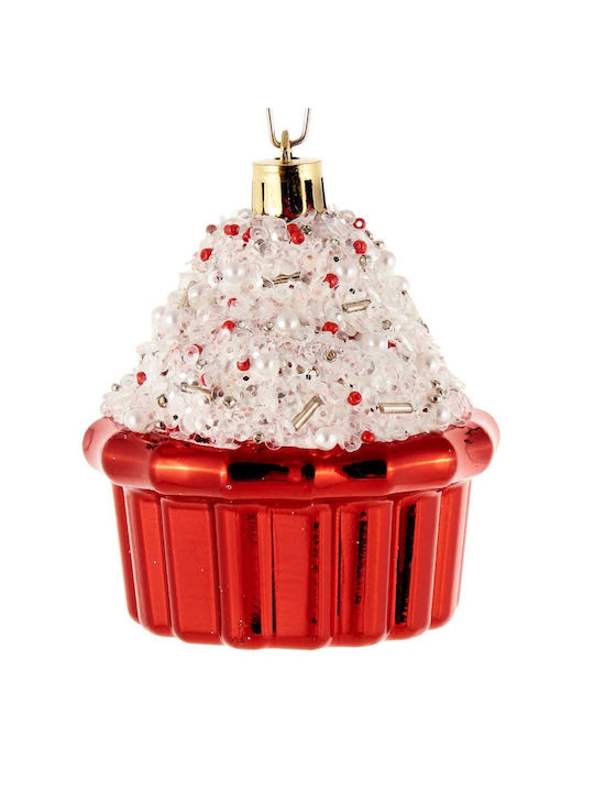 Σετ Κρεμαστά Στολίδια Cupcakes Κόκκινα 6cm 6τμχ