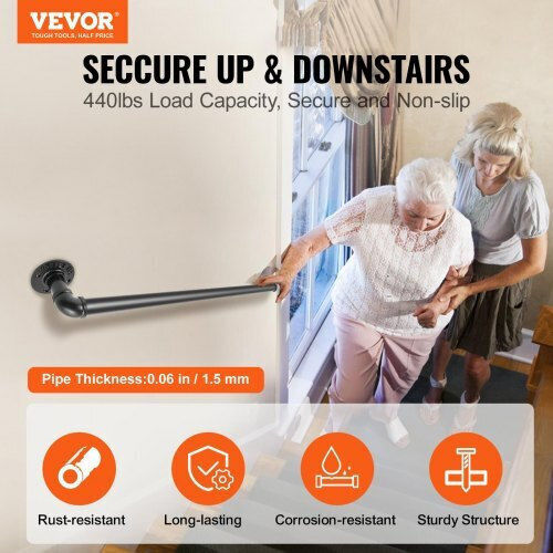 Iron Stair Handrail 2ft Wall Vevor Tzbgsltfsgyg20vccv0