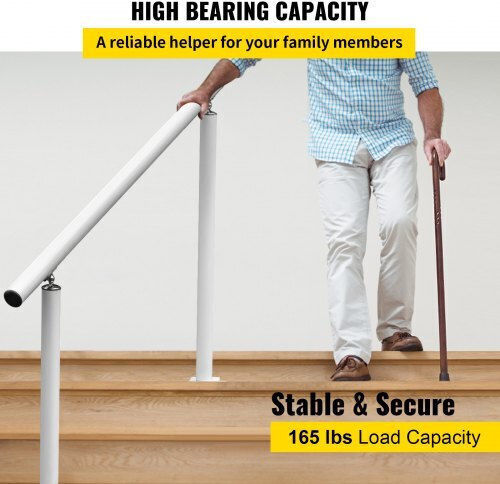 Vevor 4ft Adjustable White Aluminum Outdoor Stair Handrail Lzltfs4ycygbsdlz1v0