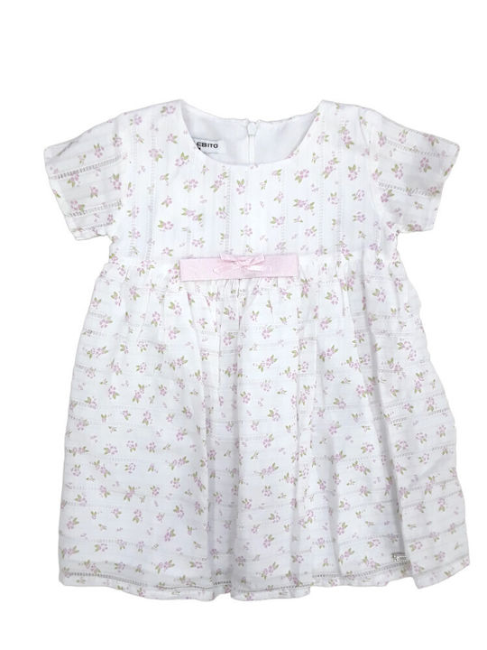 Evita Children's Dress White, Pink