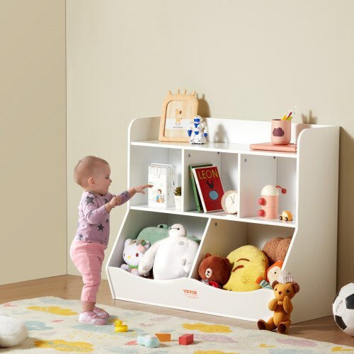 Kids Wooden Bookcase White 89x40x76cm