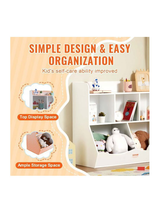 Kids Wooden Bookcase White 89x40x76cm