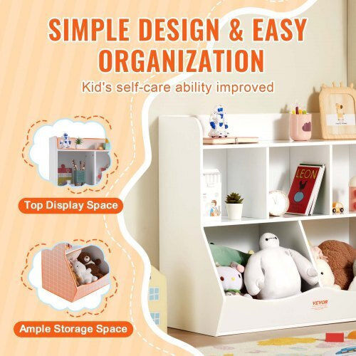 Kids Wooden Bookcase White 89x40x76cm