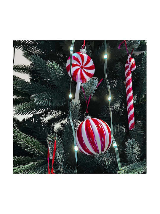 Hanging Ornament Cane Plastic Red 4.4x15.6cm