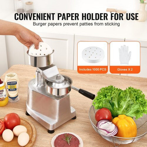 Vevor Professional Burger Press Machine 100mm/4" Stainless Steel Patty Press with 1000 Patty Papers