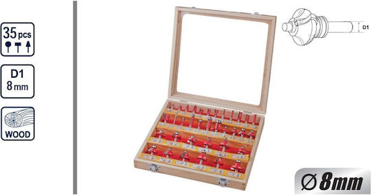 35-piece Wood Profile Router Bit Set 8 Mm Shaft Raider