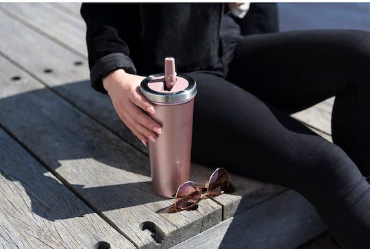 SmartShake Bohtal Glass Thermos Stainless Steel 750ml Pink with Mouthpiece