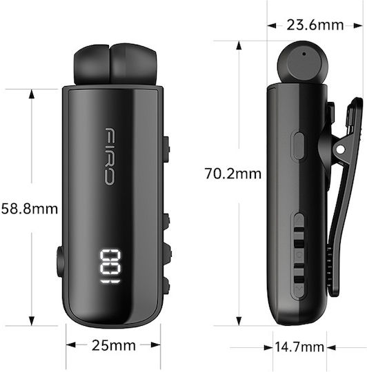 Firo Earbud Bluetooth Handsfree Ακουστικά Μαύρα