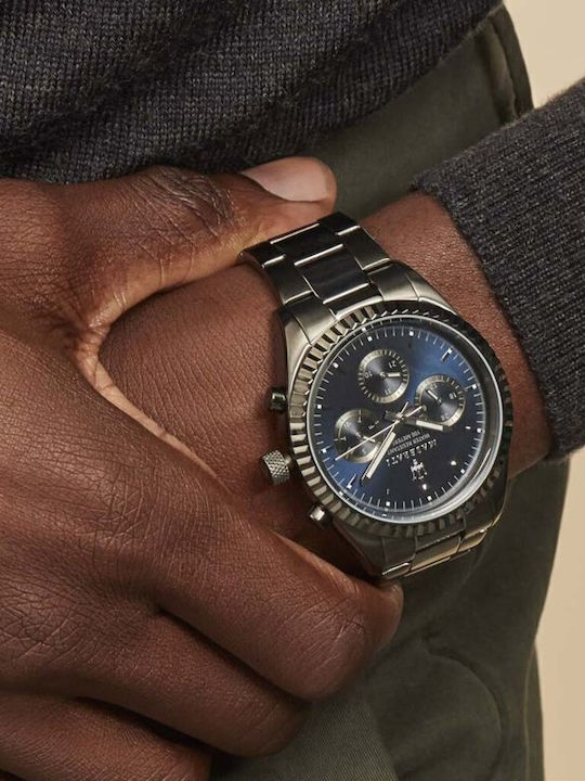 Maserati Ανδρικό Ρολόι 43mm Χρονογράφος Μπαταρίας με Ασημί Μεταλλικό Μπρασελέ