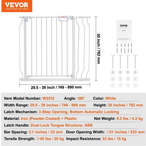 Vevor Door Dog made of Plastic in White Color 76.2 x 76.2 x 99cm