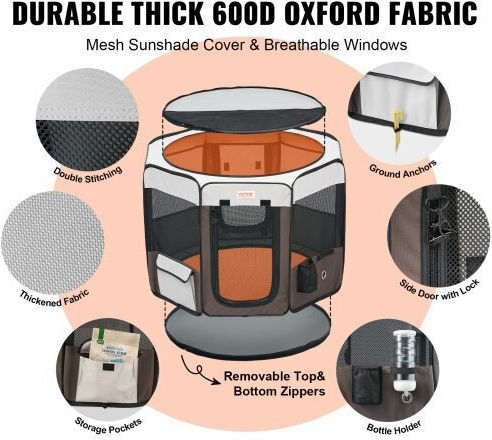 Vevor Foldable Park Dog & Cat Octagon made of Fabric 91.44 x 91.44 x 91.44cm