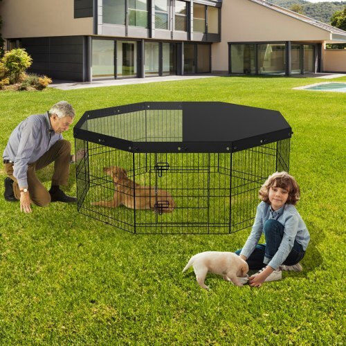 Faltbarer Laufstall Hunde Katzen Kaninchen Vevor 1600 x 1600 x 610 mm Metallabdeckung Modular