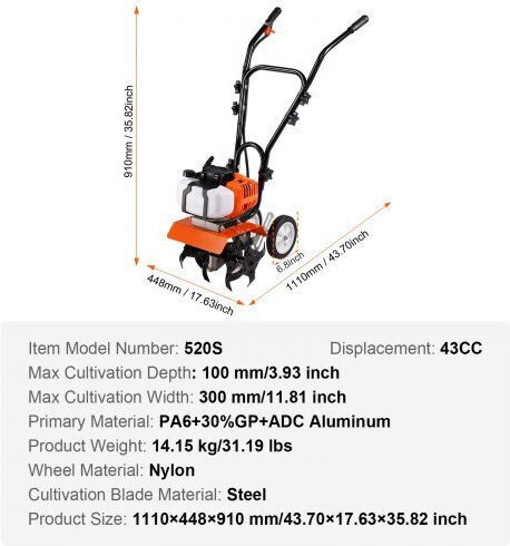 Vevor RYGYJ43CCECCMJDNGV0 Δίχρονο Σκαπτικό Βενζίνης 43cc