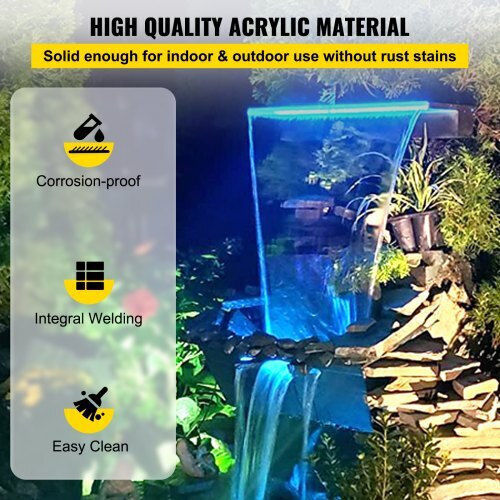 Vevor Cascadă de piscină cu iluminare LED 91.948x8.128x20.574cm Portocaliu