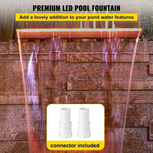 Vevor Cascadă de piscină cu iluminare LED 91.948x8.128x20.574cm Portocaliu