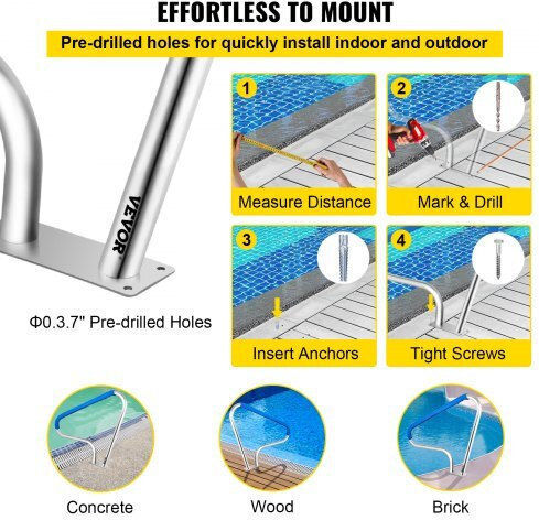 Vevor Pool Handle made of Stainless Steel 121.92x91.44cm Blue