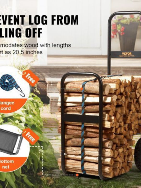 Vevor Inox Τρόλεϊ Μεταφοράς Ξύλων 67x52x110cm Μαύρο