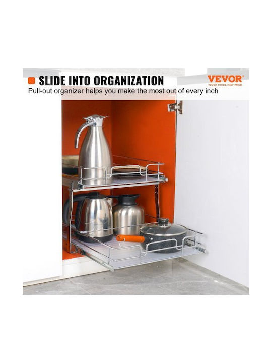 Double Shelf Vevor 48x51cm Heavy Duty Chrome Sliding Kitchen Bathroom Cabinets Hgs220w21d15hsw3pv0