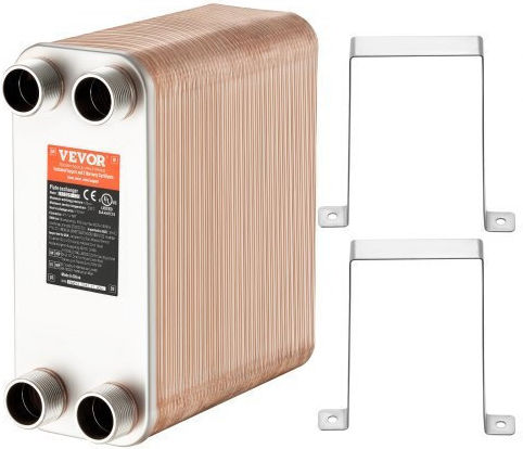 Vevor Εναλλάκτης Θερμότητας 100 Πλακών 4*1-1/4" Mnpt 5"x12" Ανοξείδωτο 316l Qhbshrq51210ih0z3v0