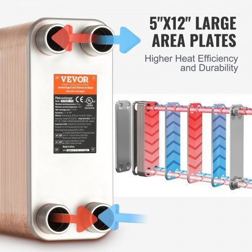 Vevor Εναλλάκτης Θερμότητας 80 Πλακών 5"x12" Ανοξείδωτο Ατσάλι 316l Qhbshrq51280hrf9vv0
