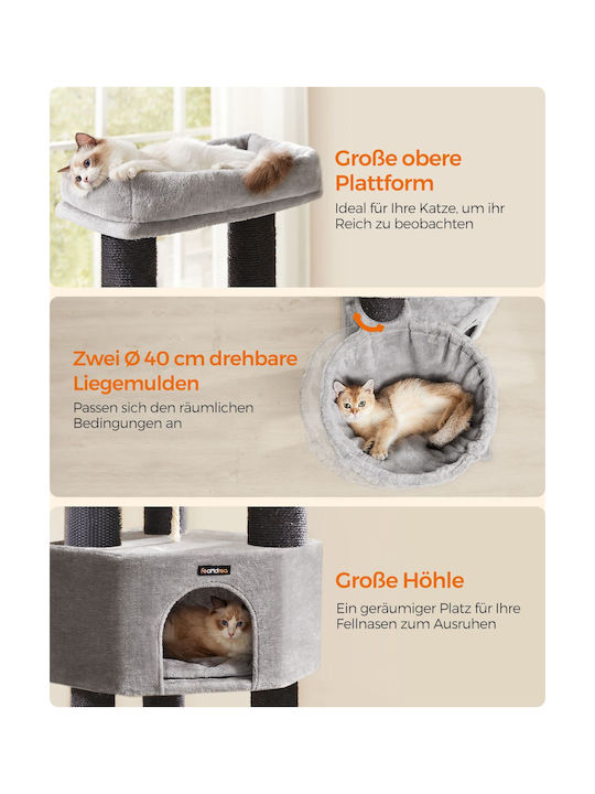 Feandrea Scratching Post Cat Trees Gray 50x50x160cm