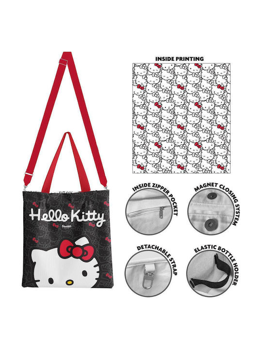 Hello Kitty Текстилна Чанта за Пазаруване в Черен Цвят