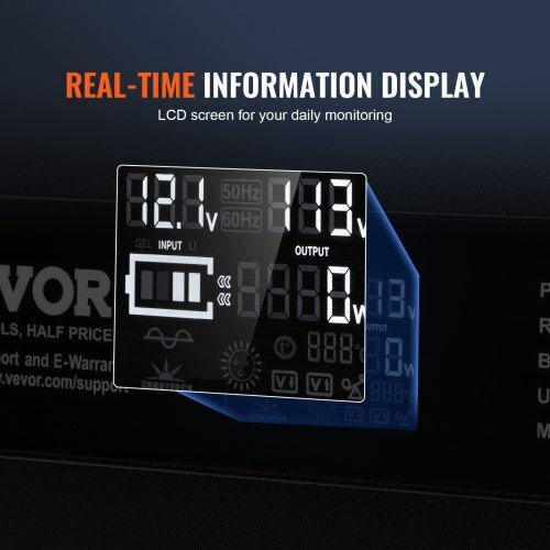 Vevor модифициран синусоидален инвертор 3000W DC12V AC230V LCD екран CE FCC XZXNBQ3000WX61GMMV2