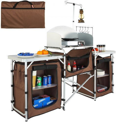 Vevor Aluminium Campingmöbel Für Camping Plegbares Schrank 174x176x46cm Braun