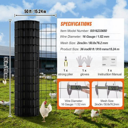 Vevor Wire Fencing Galvanized Black