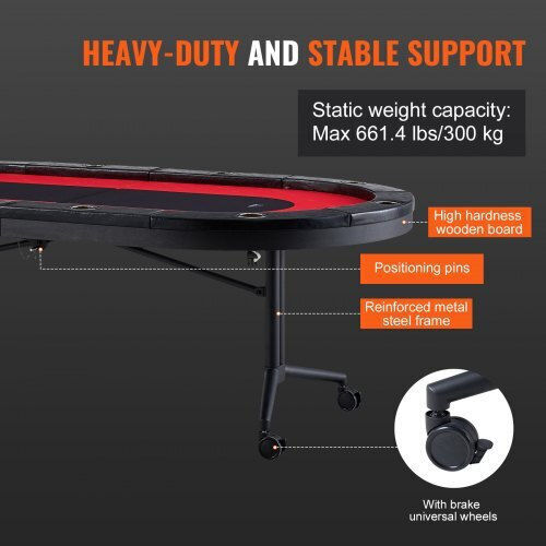 Vevor 10-Person Folding Poker Table with Cup Holders & Padded Rails 90" Oval Casino