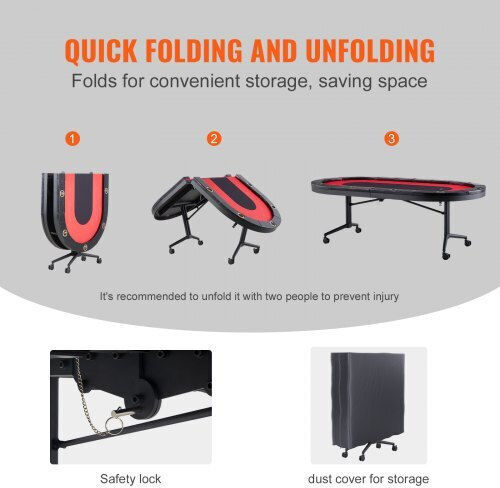 Vevor 10-Person Folding Poker Table with Cup Holders & Padded Rails 90" Oval Casino