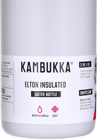 Kambukka Elton Insulated Μπουκάλι Θερμός Ανοξείδωτο 600ml Chalk White