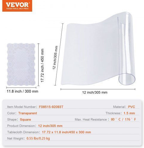 Vevor Κάλυμμα Τραπεζιού Καφέ 30.48x30.48cm