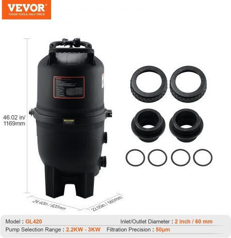 Vevor Pool Filter 40 Sq.m for Inground & Above Ground Pools Yctsglqdxycb58srnv0