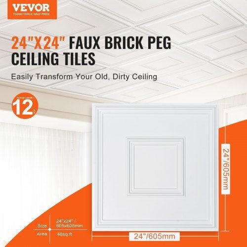 Vevor Плочка За под На закрито Матов 60.96x60.96см White