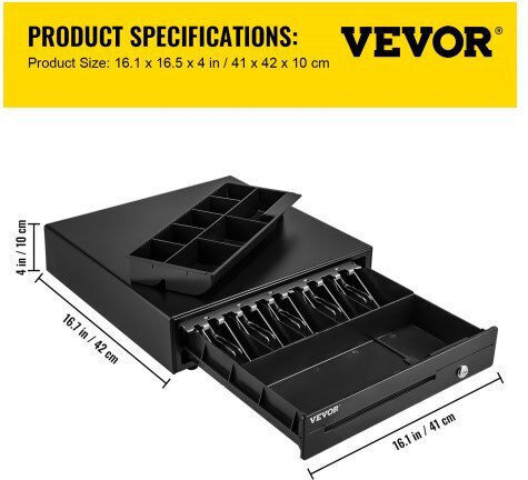 Vevor Cash Drawer with 8 Coin Slots and 5 Slots for Bills
