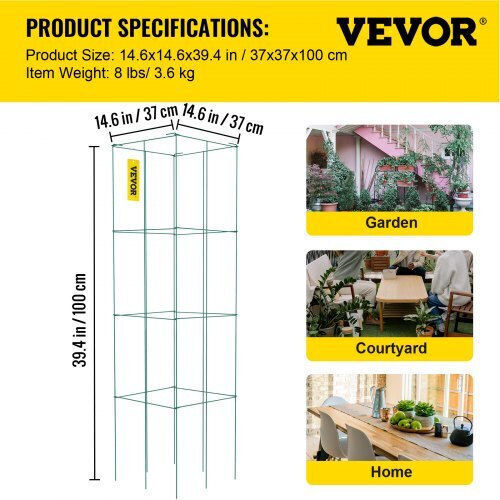 Vevor Plant Support Bases 100cm from Metal with Plastic Coating Set of 3pcs