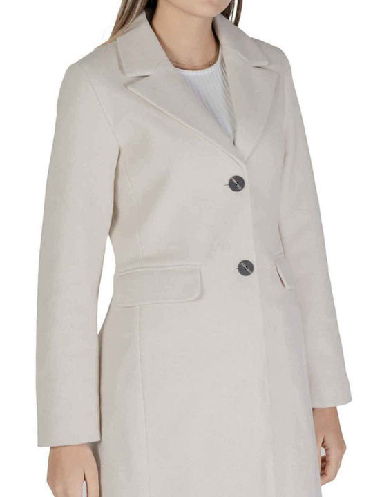 Women's Ecru Coat with Buttons