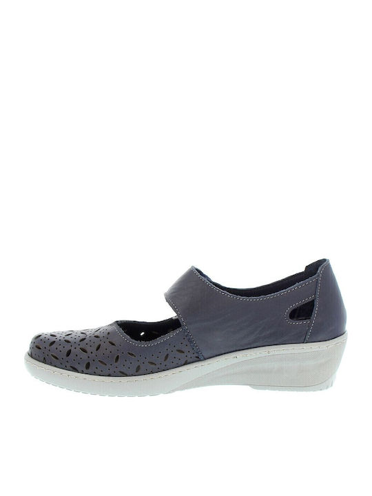 Ανατομικά Γυναικεία Slip-On Δερμάτινα Μπλε