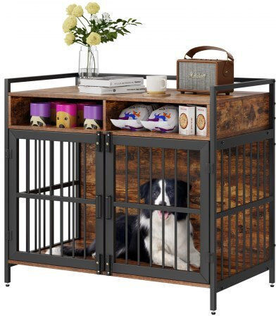 Vevor Dog Wire Cage Large Brown 104x59.9x57cm
