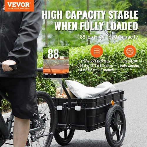 Vevor Τρέιλερ Ποδηλάτου 40kg Φορτίο Αναδιπλούμενο Αδιάβροχο 16" Τροχοί Αντανακλαστικά 24"-28" Ποδήλατα Cgkzghjg100bkktqkv0