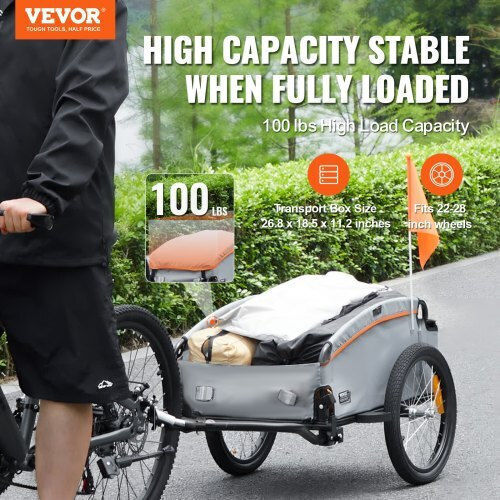 Vevor Anhänger Fahrradzubehör 45kg Ladegewicht Klappbar Wasserdicht 16" Reifen Reflektoren 22"-28" Felgen Cgkhzhjg100bmfbkov0