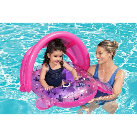 Bestway Baby-Safe Swimming Aid Swimtrainer 86cm with Sunshade for 6 Months up to 2 years Pink Crab