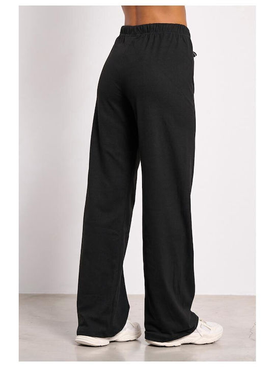 High Waist Sweatpants Flared Black