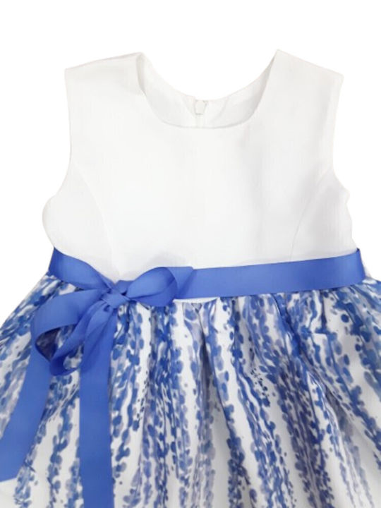 Children's Dress Sleeveless White, Blue