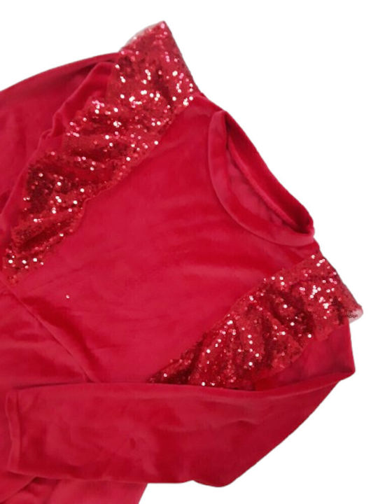Children's Dress Long Sleeve Velvet Red